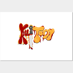 Kill Tony Bubble Logo With a Knife in Red & Yellow Theme (Black) Posters and Art